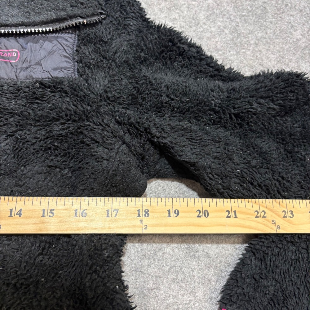 Lucky Brand Womens Black Sherpa Fleece Zip Up Jacket Pink Trim Size Small - Picture 5 of 6